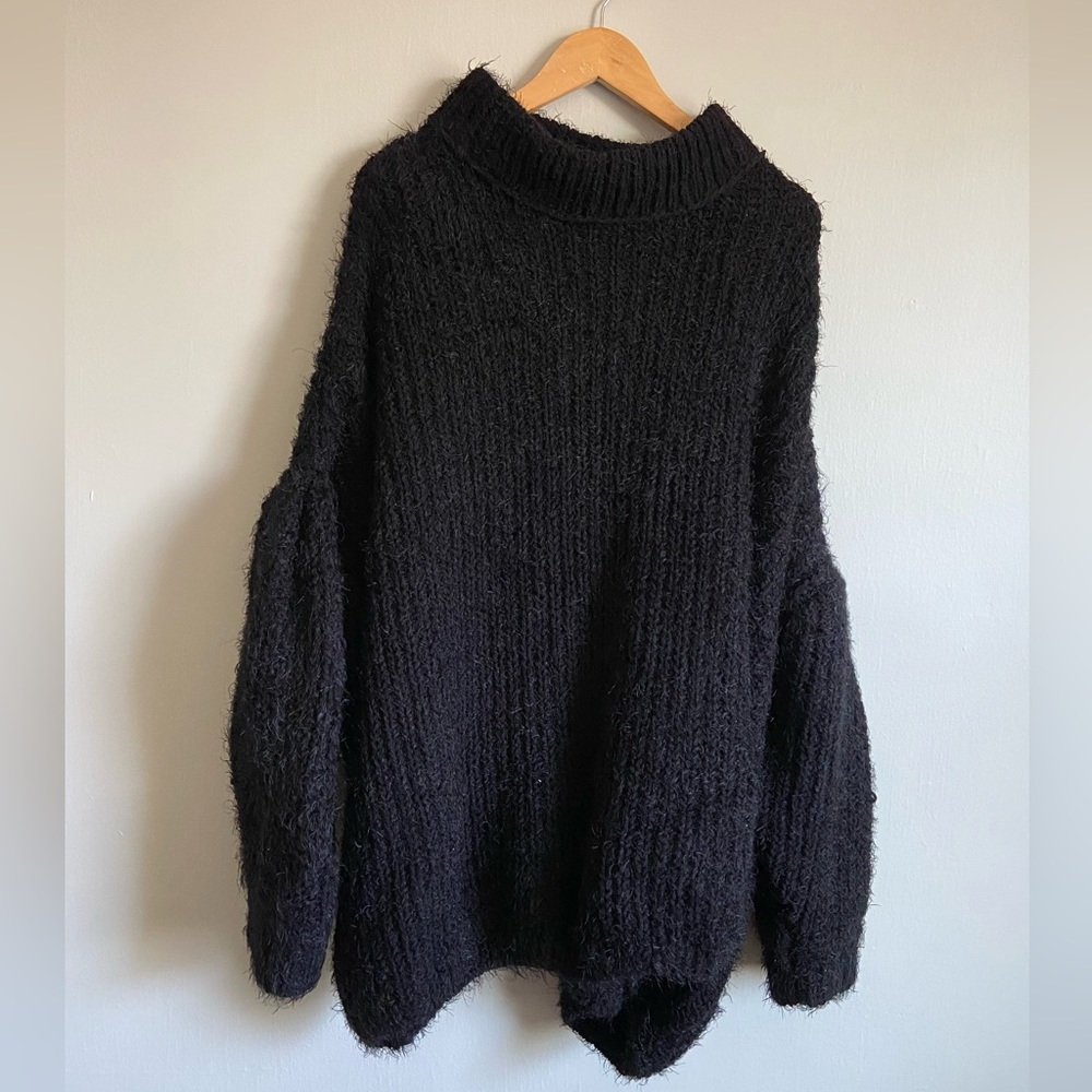 NWOT Womens free people oversized chunky knit oasis sweater black size XL